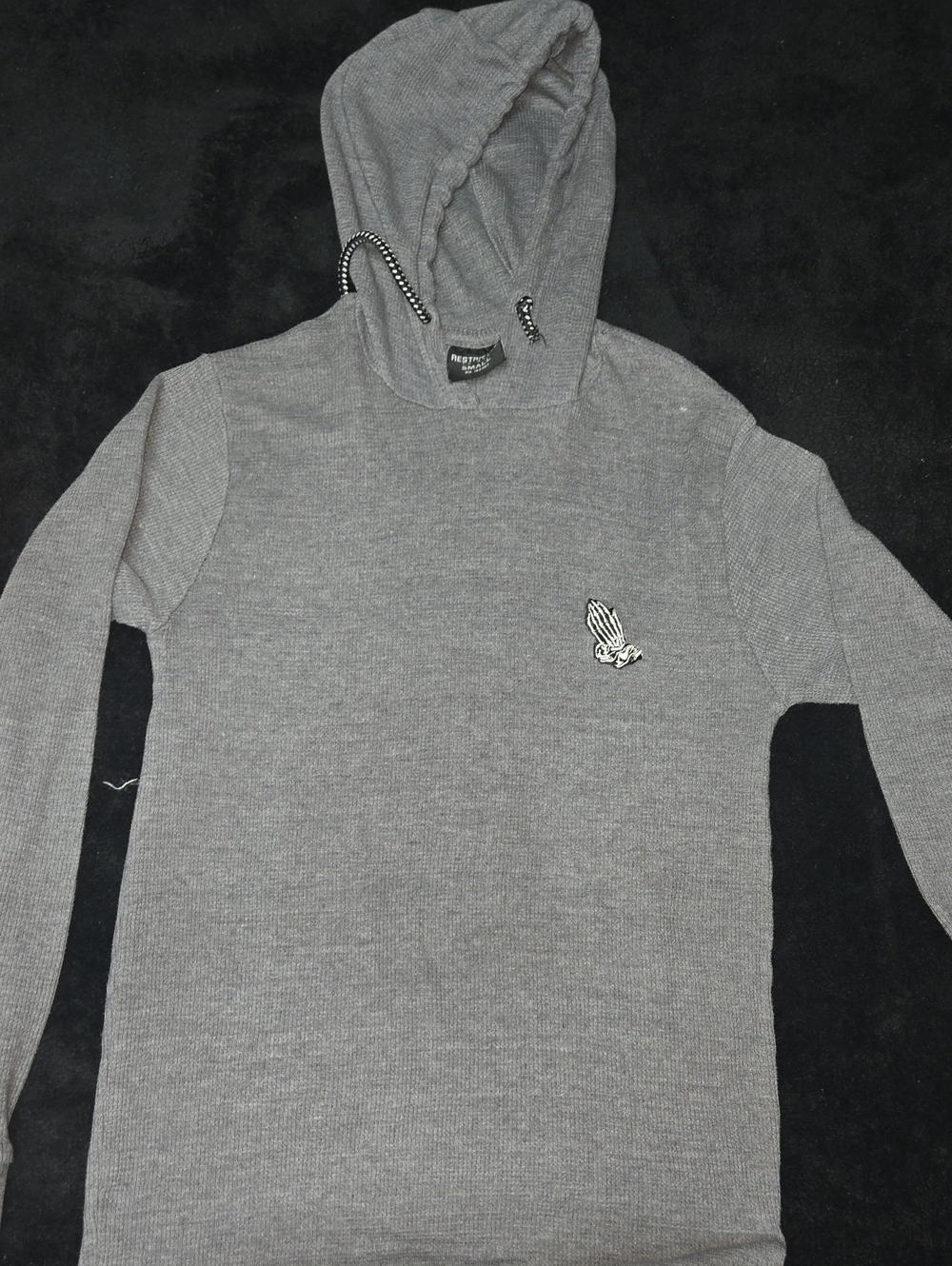 Restricted To All Grey Ribbed Hooded Shirt